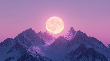 Wall Mural - Fantastic moonlight down the mountain valley