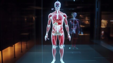 Wall Mural - 19. **design a hologram of a human body with dynamic, rotating views to showcase different anatomica