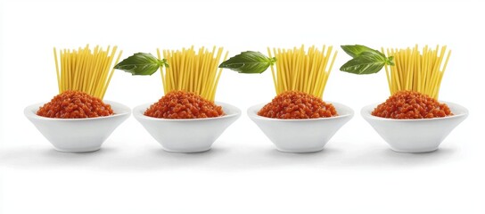 Poster - Spaghetti pasta with various tastes and flavors isolated on a white background, popular pasta food.
