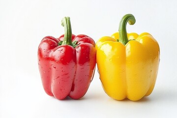 Aufkleber - A flowering plant containing fiber and vitamins is depicted in watercolor as a red and yellow hot Bell Pepper vegetable that can be used in cooking.