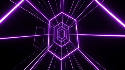 Poster - Floating cube with abstract highway patch and neon pink speedlight trail, 3d render.