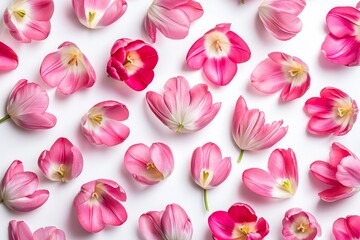 Poster - The fall of purple buds flower, a botanical herbal and it's petals for making tea, isolated on a background.