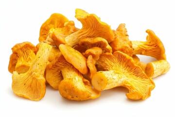 Aufkleber - An ingredient used for food production is a golden yellow mushroom with half a stem isolated on a white background.