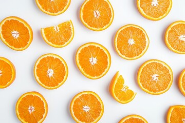 Poster - Flying orange flesh with background, delicious fruit for summer refreshment, high vitamins and nutrients.