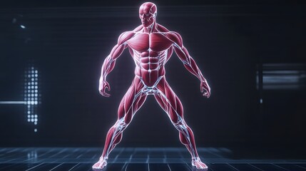Wall Mural - 3. **design a dynamic hologram of a human body with an emphasis on movement and animation. the holog