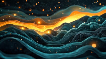 Wall Mural - Fantasy Cartoon Background Abstract Waves & Spots of Light