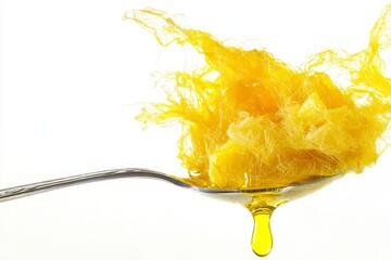 Poster - Honey spoon isolated on background, natural sweet sugar product.