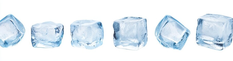 Aufkleber - Different kinds of ice cubes, different shapes and sizes of crystal ice for cold drinks, isolated on white background.