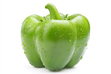 Aufkleber - The green hot pepper with water drops is isolated against a background of water drops, a popular vegetable ingredient for food.