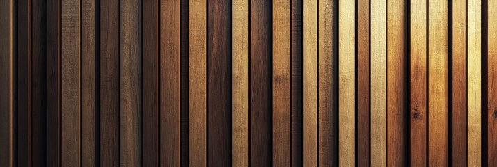 Wall Mural - Modern Minimalist Wooden Wall Panels in Warm Evening Light