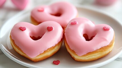 Canvas Print - Heart-shaped donuts with pink icing, perfect for celebrating Valentine's Day or any occasion filled with love