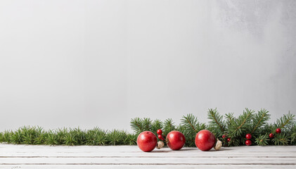 Aufkleber - Wooden table Christmas copy space empty place background. xmas decorated place for text and design