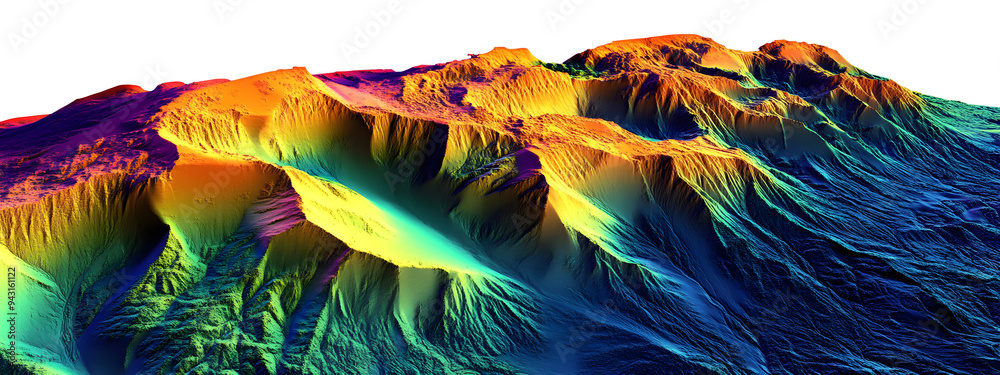 GIS 3D lidar map, a model of the earth's surface obtained after ...