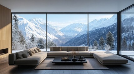 Wall Mural - A large living room with a fireplace