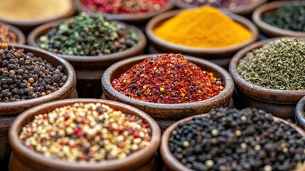 Wall Mural - Assortment of Spices in Bowls