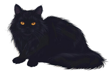 Canvas Print - PNG Elegant black cat illustration