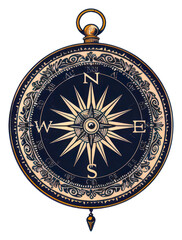 Wall Mural - PNG Vintage nautical compass illustration