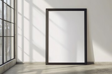 Wall Mural - Blank poster frame in sunny room with shadows