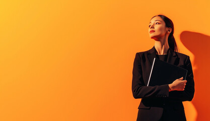 businesswoman holding a folder