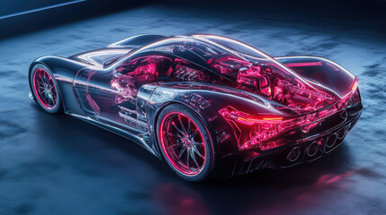 Supercar with beautiful neon lights	