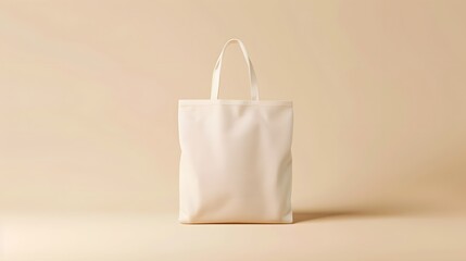  blank tote bag mockup on a beige background