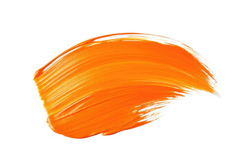 orange paint brush stroke isolated on white or transparent png