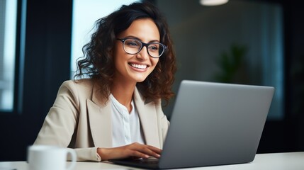 Wall Mural - A cheerful plump female professional 