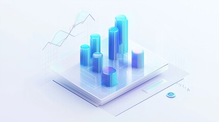Poster - modern digital data visualization with colorful bar graphs and line charts representing business met
