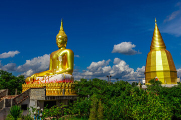 Background of religious tourist attraction,Wat Pa Dong Noi in the Noen Maprang area,Phitsanulok, Thailand,has a beautiful old pagoda for tourists to stop and take pictures and make merit along the way