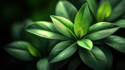 Canvas Print - Closeup of Green Leaves in the Forest