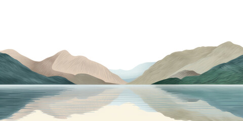 Sticker - PNG mountain lake  border, transparent background