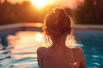 People resting by the poolside swimming in crystal clear turquoise water rich resort summer vacation Generative AI picture