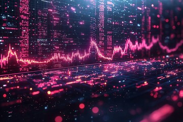 Poster - A technical financial graph against a technology abstract background