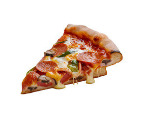 Cut off slice pizza isolated on transparent background Ai generative.