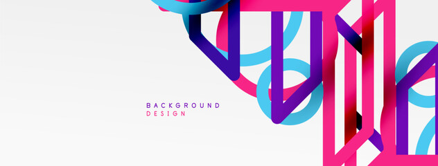 Aufkleber - Abstract background - colorful circle lines technology or business digital template