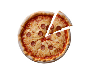 Wall Mural - Cut off slice pizza isolated on transparent background Ai generative.