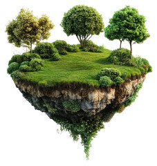 Poster - PNG Floating island with lush greenery