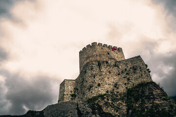 Zilkale Castle. A medieval castle located in Fırtına Valley. Zilkale in all its glory among the clouds. Rize Turkey