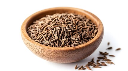 Wall Mural - Caraway seeds spice ingredient on a white background ready for cooking with.