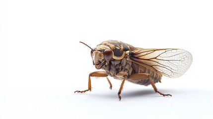 Wall Mural - cicada insect on a pure white background. Cicada insect on a pure white background -. Close-up of a detailed cicada perched against a plain white back