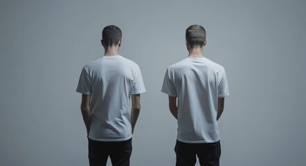 Wall Mural - Front and back view of white t-shirt mockup for man