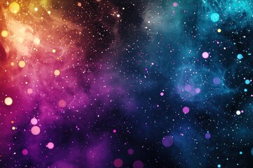 Wall Mural - colorful cosmic background with hanging stars and glowing particles generative ai
