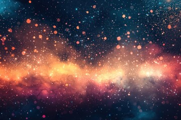 Wall Mural - colorful cosmic background with hanging stars and glowing particles generative ai