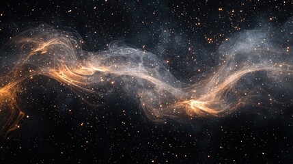 Wall Mural - abstract swirling blue and orange nebula with stars in deep space generative ai