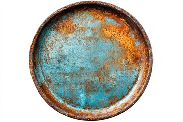 Rusty blue metal plate with textured corrosion Generative AI