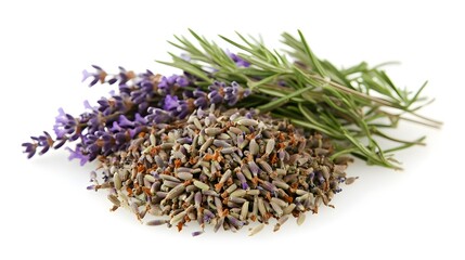 lavender spice ingredient on a white background. Lavender spice ingredient on a white backgroundready for cooking with. A close-up shot of fresh laven