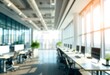 © Dzikrul Husnani - Modern bright office interior with furniture and daylight. Blurred background., ai