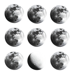 Wall Mural - photo of moon phases isolated on white background