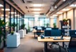 © Dzikrul Husnani - Beautiful defocused office background - office interior panoramic background, ai