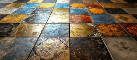Poster - 3D rendering of digital tile and wallpaper design